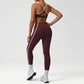 Cross-Back Color-Blocked Bra + High-Waisted Butt-Lifting Leggings 2-Piece Set
