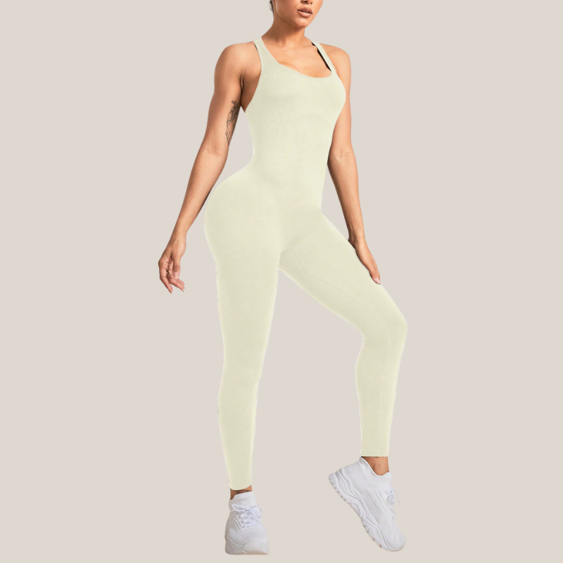 Seamless stretchy yoga bodysuit sports fitness jumpsuit