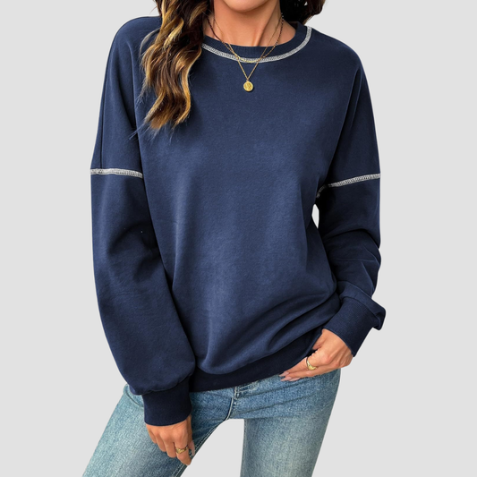 Wholesale Round Neck Seam Detail Sweatshirt – Casual Loose Sportswear Hoodie