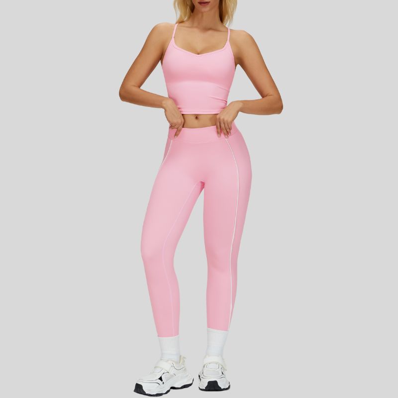 Beautiful Back Slimming Tank top+High-waisted contrasting color leggings