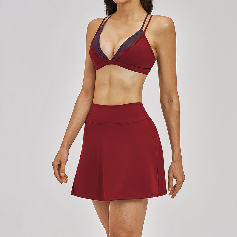 Naked and beautiful back bra + anti glare two-piece skirt 2-piece set