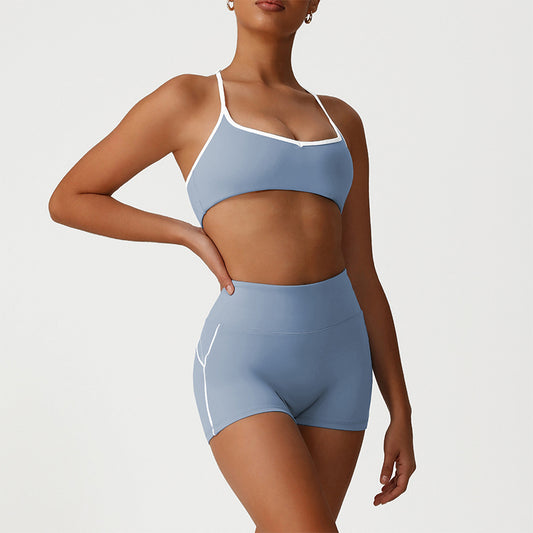 Wholesale Cross-Back Color-Blocked Bra + High-Waisted | Wonderxfans bulk activewear