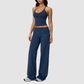 Wholesale Breathable Tank Top& Fold-up High Waist Flare Leggings Set