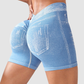 Wholesale High-Waisted Faux Denim Shorts