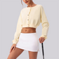 Wholesale Women's Button-Front Cropped Cardigan – Casual Athletic Zip-Up Sweatshirt Jacket