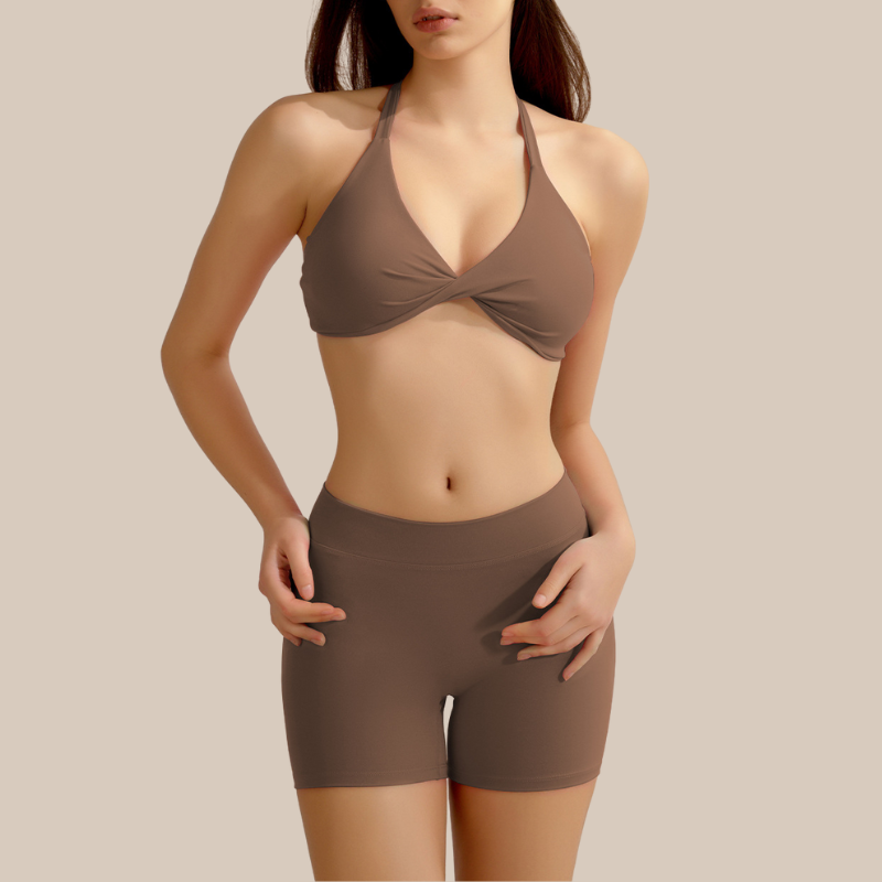 Women's shorts and a cross-back bra two-piece set