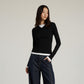 Two-piece look V-neck contrast color top