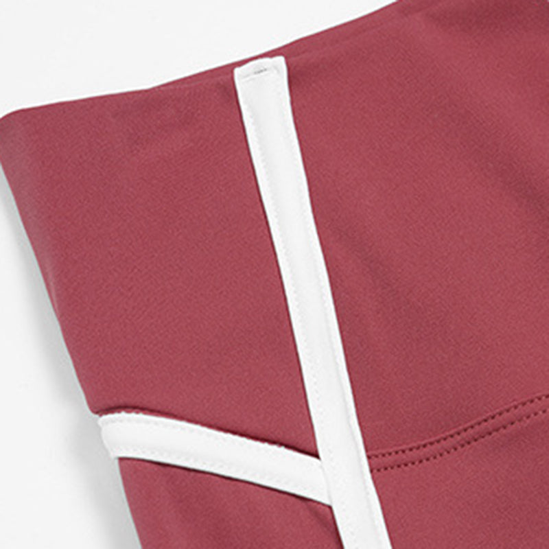 Women's contrasting color backless tank top + high-waisted leggings 2-piece set