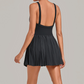 Wholesale Women's Fake Two-Piece Tennis Dress – Anti-Exposure Pleated Yoga Skirt w/ Built-in Shorts