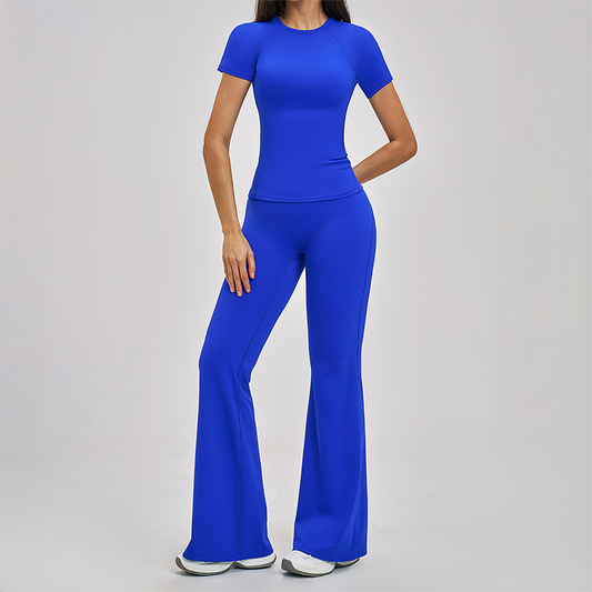 Wholesale Round Neck Short Sleeve Tank Top+High Waist pants 2-piece Set