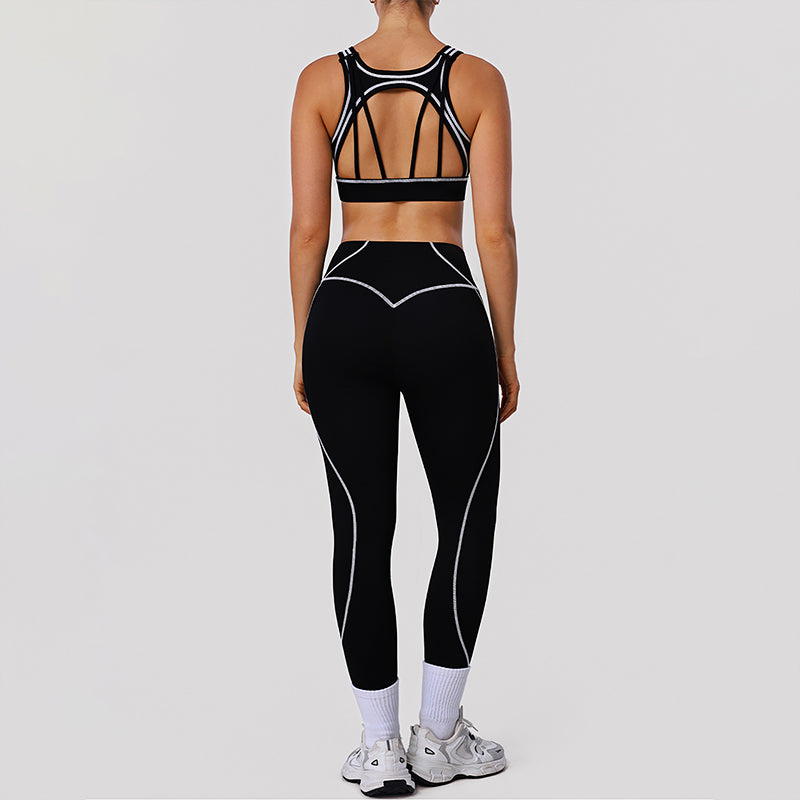 Wholesale contrasting color bra + butt-lifting leggings