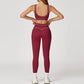 Contrasting Color Sports Bra + high waist leggings 2-piece set