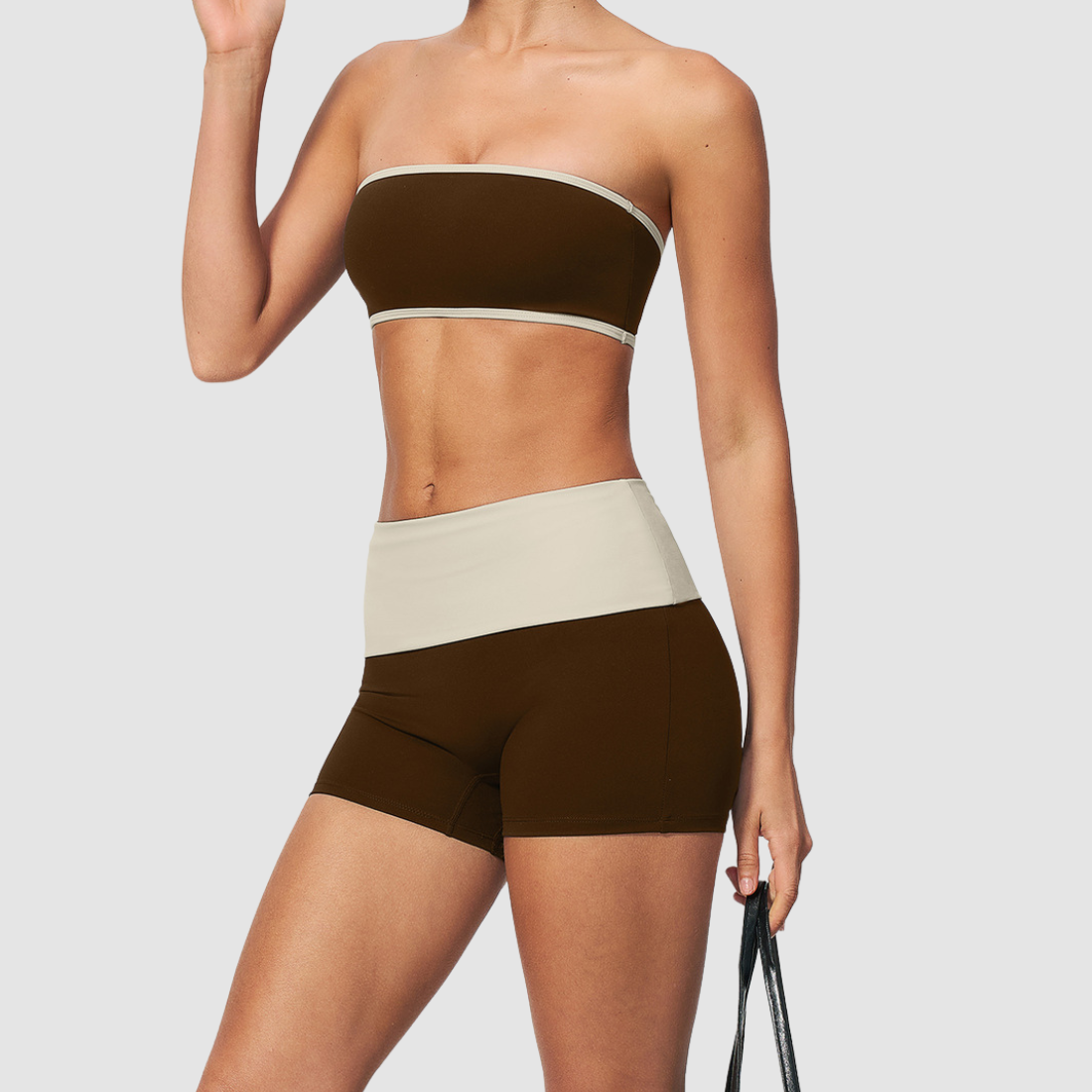 Wholesale Bandeau Contrast Color Yoga Set – Hip Lifting Fitness Outfit