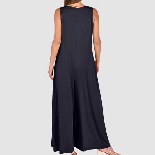 Wholesale Women's Casual Pocket loungewear Maxi skirt – Sleeveless Milk Silk Wide Leg Romper