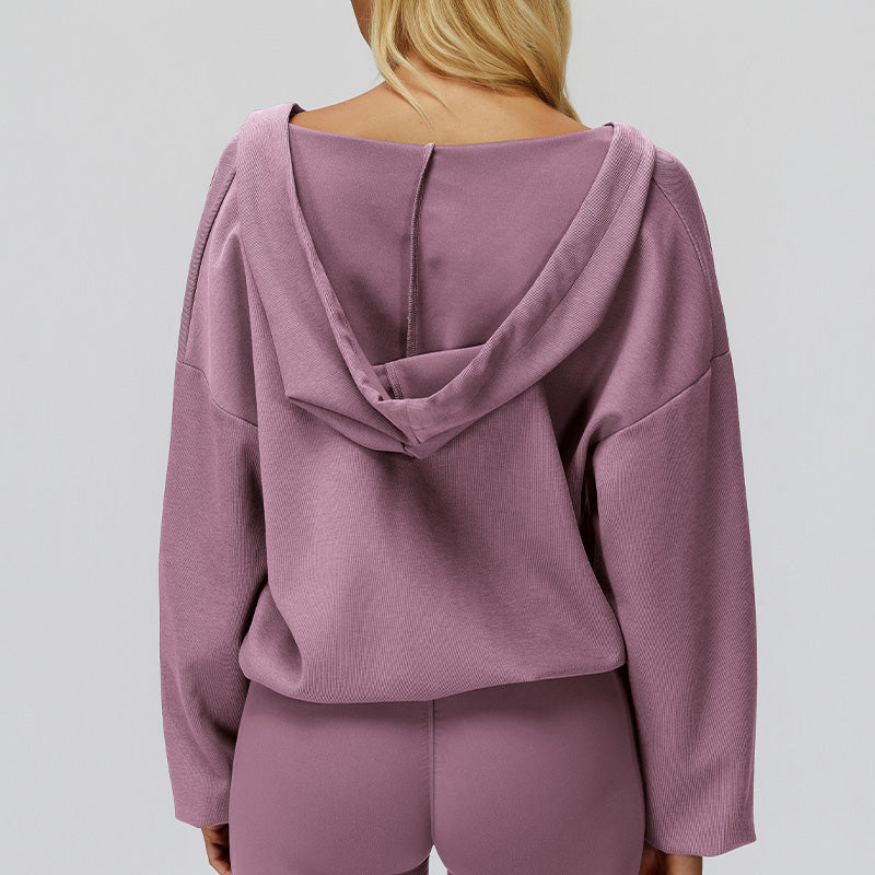 V-neck hooded outdoor sports jacket