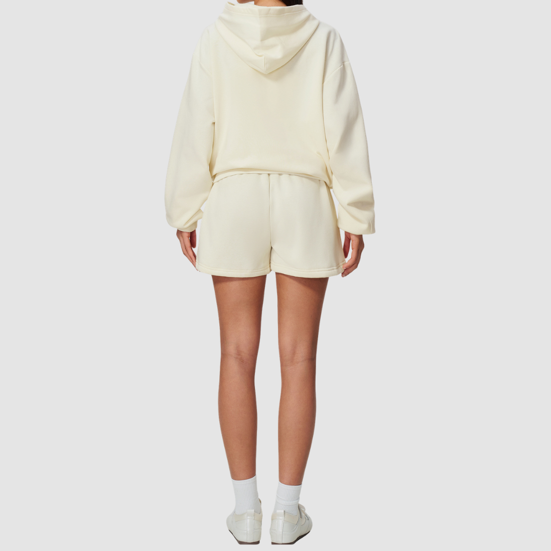 Wholesale Women's Warm Fleece-Lined Zip Up Hoodie & Sweat Shorts Set