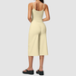 Wholesale Women's Brushed Spaghetti-Strap Tank Top & Wide-Leg Cropped Pants Set – Seam-Detail 2-Piece Yoga Set