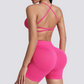 Women's beautiful back strap sports bra + yoga shorts two-piece set