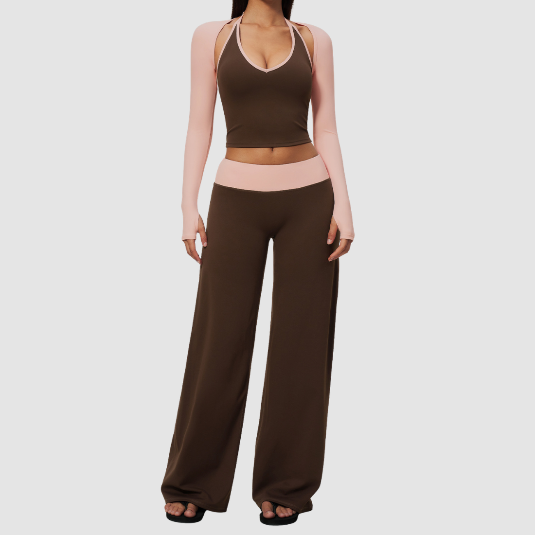 Wholesale Women’s 3-Piece Halter Yoga Set – Tank, Long Pants & Shrug