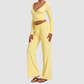 Wholesale Women’s Tie-Front Zip Yoga Cover-Up & Straight-Leg Pants Set