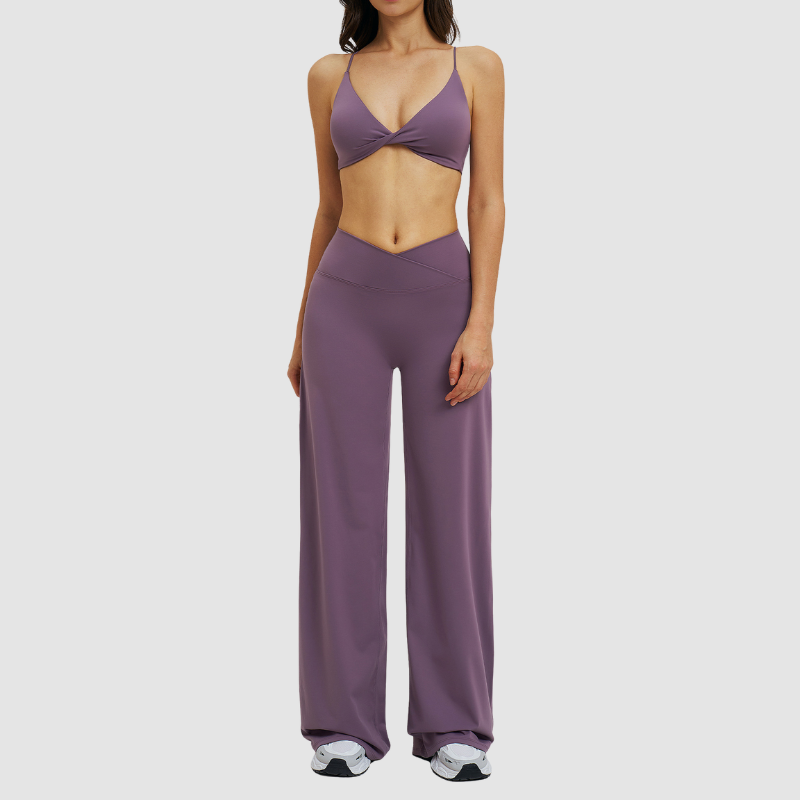 Wholesale spaghetti strap bra + straight pants 2 piece set