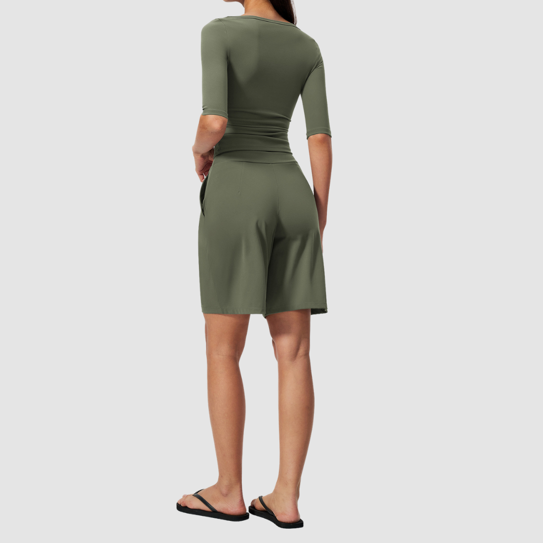 Wholesale Women’s Mid-Sleeve Top & Shorts Yoga Set