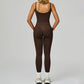 Seamless thin straps tank top + High-waisted leggings 2-Piece Set
