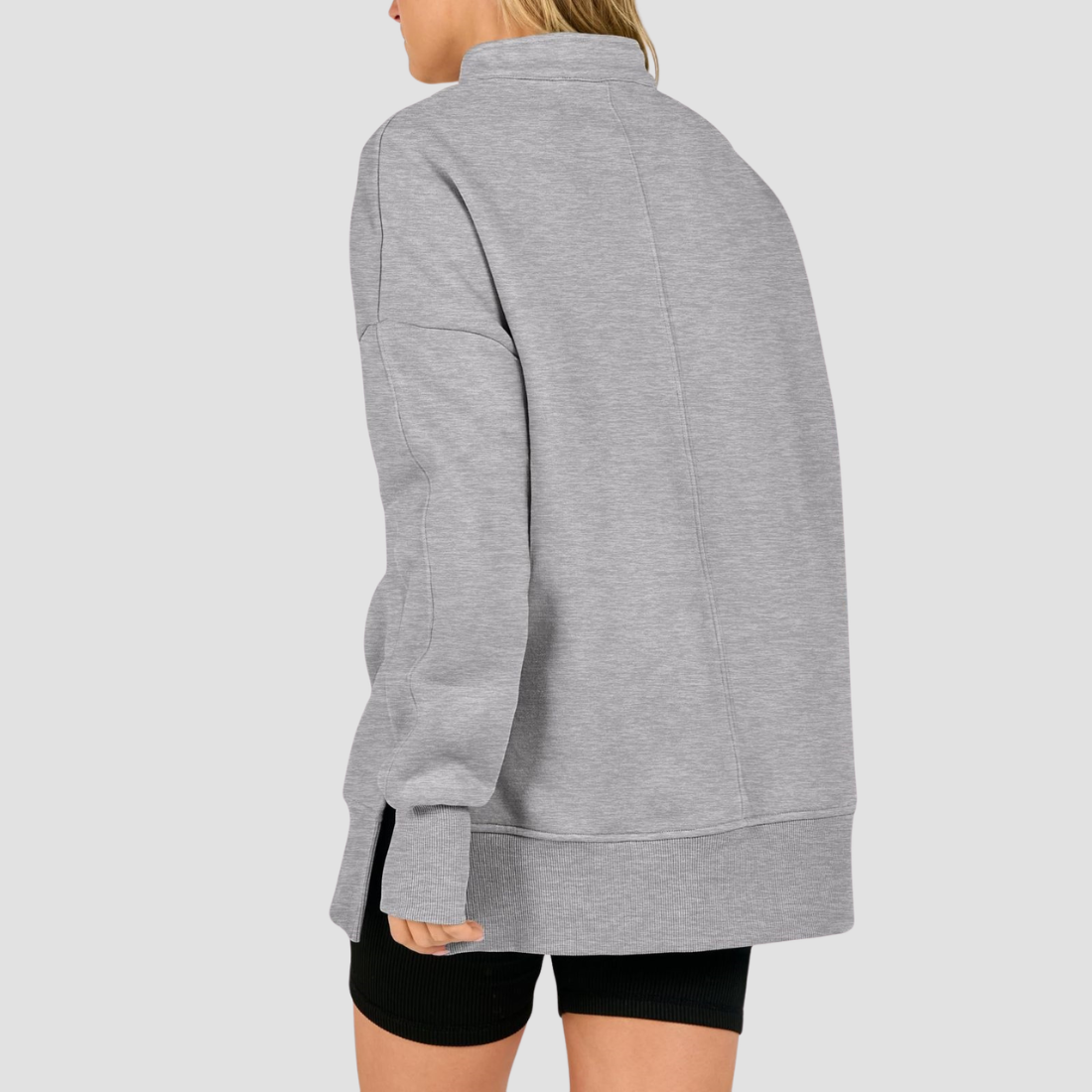 Wholesale Half-Zip Pullover Sweatshirt – Fashionable Side Slit Sportswear
