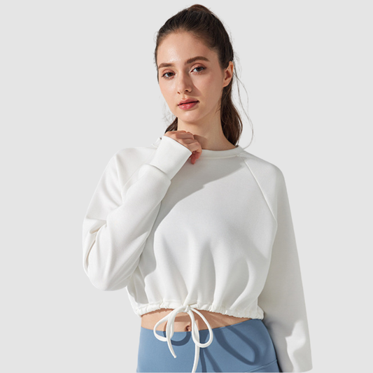 Wholesale Loose Drawstring Round Neck Yoga | Wonderxfans bulk activewear