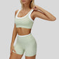 Contrast color sports bra + sports shorts 2-piece set