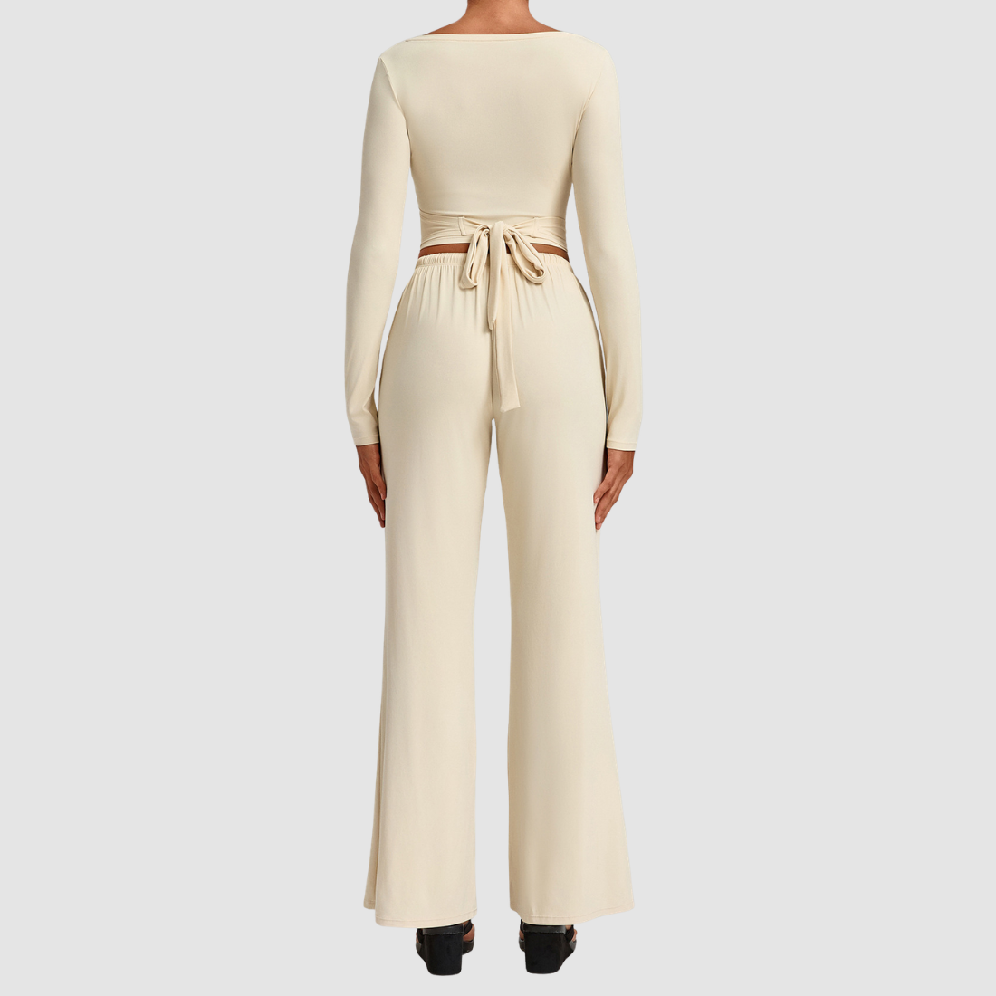 Wholesale Women’s Tie-Front Zip Yoga Cover-Up & Straight-Leg Pants Set