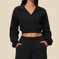 wholesale Women's Activewear Fleece-Lined Stand-Collar Zip Cropped Jacket