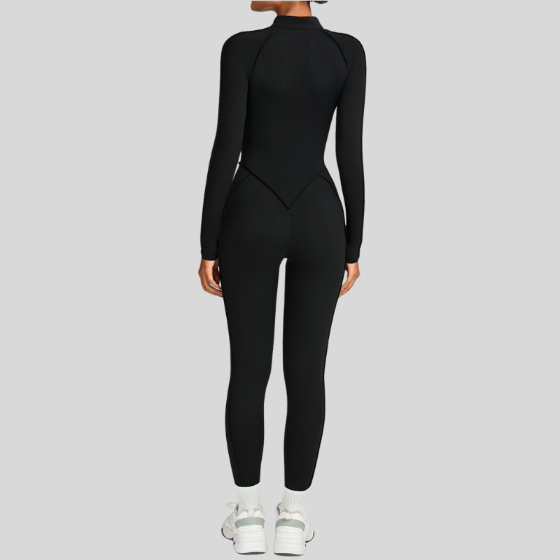 Stand-up collar zipper jumpuit