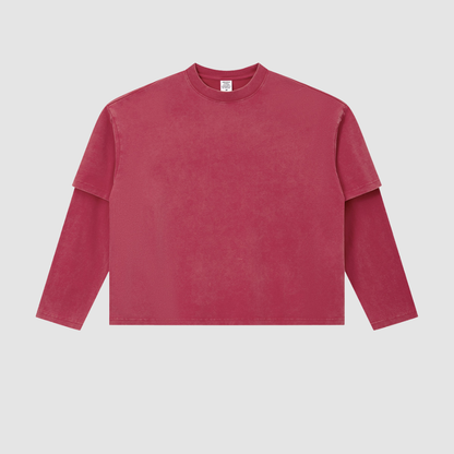 Wholesale Men’s Washed Double-Sleeve Long-Sleeve T-Shirt