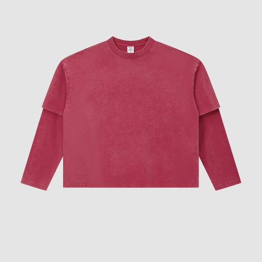 Wholesale Men’s Washed Double-Sleeve Long-Sleeve T-Shirt