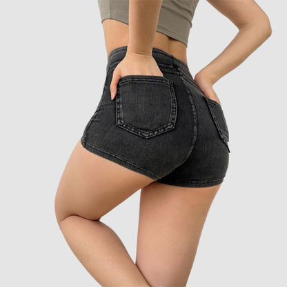 Wholesale High Waist Butt-Lifting Denim Yoga Shorts