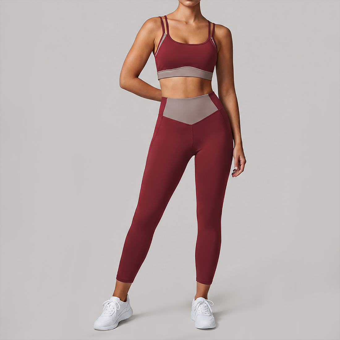 Wholesale Contrast Trim Yoga Set – Bra & Leggings Fitness Set