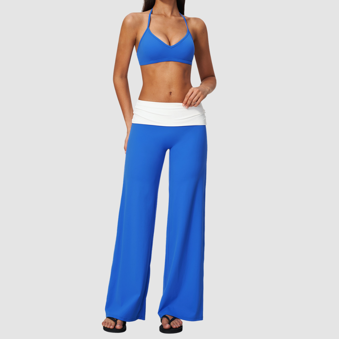 Wholesale Women’s Halter Sports Bra & Wide-Leg Yoga Pants Set