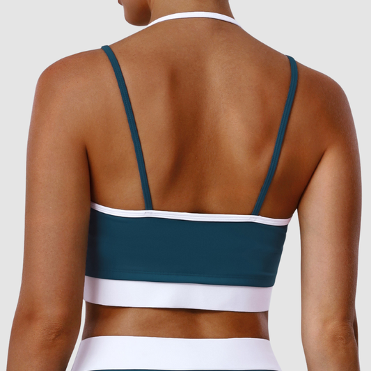 Wholesale Backless Color-Blocked Halter Sports Bra | Wonderxfans bulk activewear
