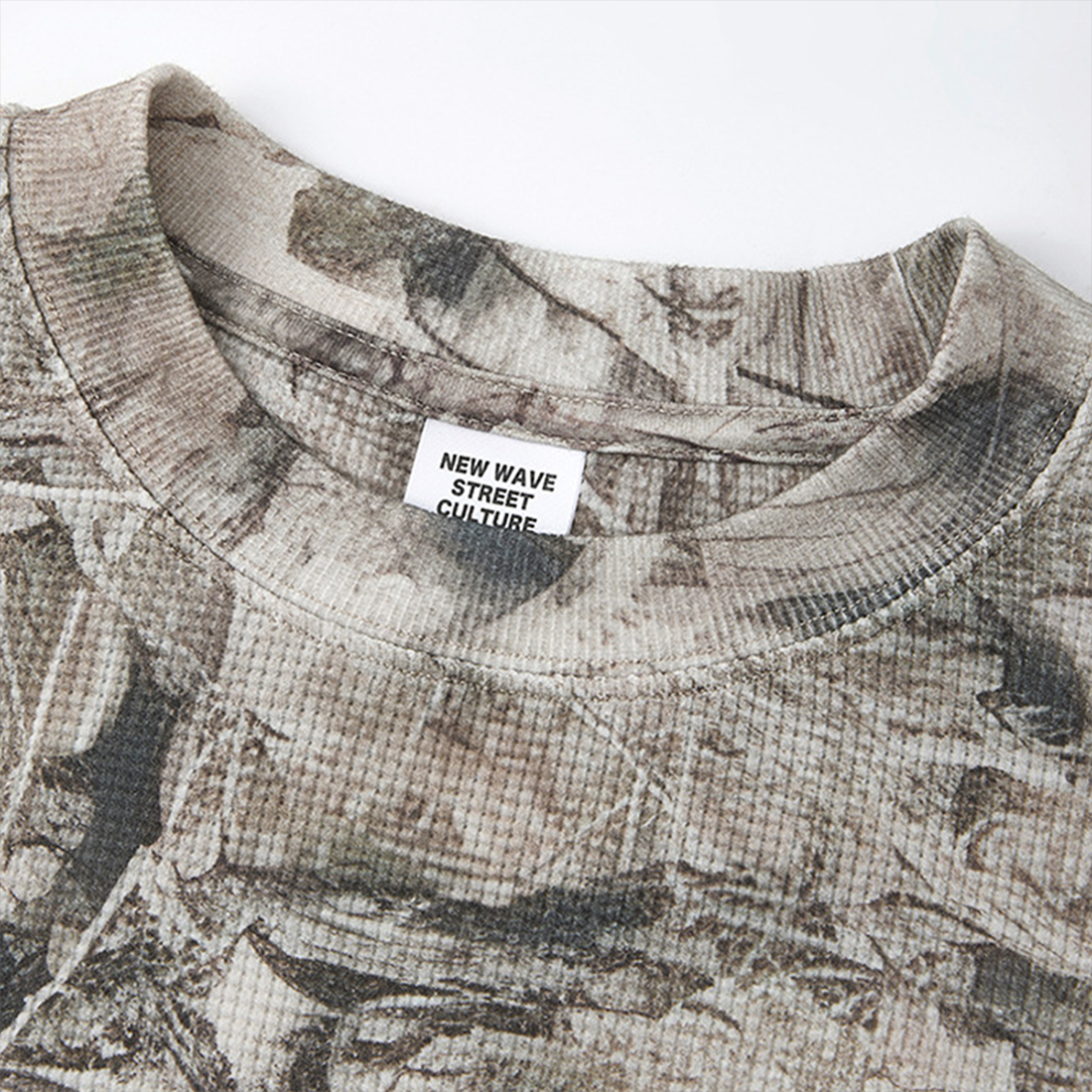 Wholesale Camouflage Waffle Knit T-Shirt – Breathable Long Sleeve Top