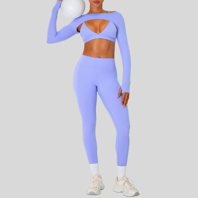 Naked Feel Sports Bra+long sleeve jacket+Legging 3-Piece Set