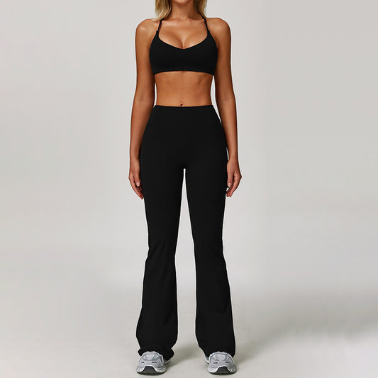 Brushed yoga bra + Flared Leg pants 2-piece set