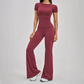 Wholesale Round Neck Short Sleeve Tank Top+High Waist pants 2-piece Set