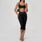 Wholesale Women's Colorblock Brushed Yoga Set: Sports Bra & Biker Shorts