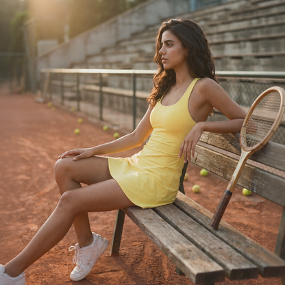 Wholesale Naked-Feel Anti-Exposure Sports Tennis Dress with Built-In Bra – Quick-Dry Active Dress