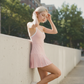 Wholesale Women's Pleated Tennis Dress Yoga Bodysuit with Chest Pad