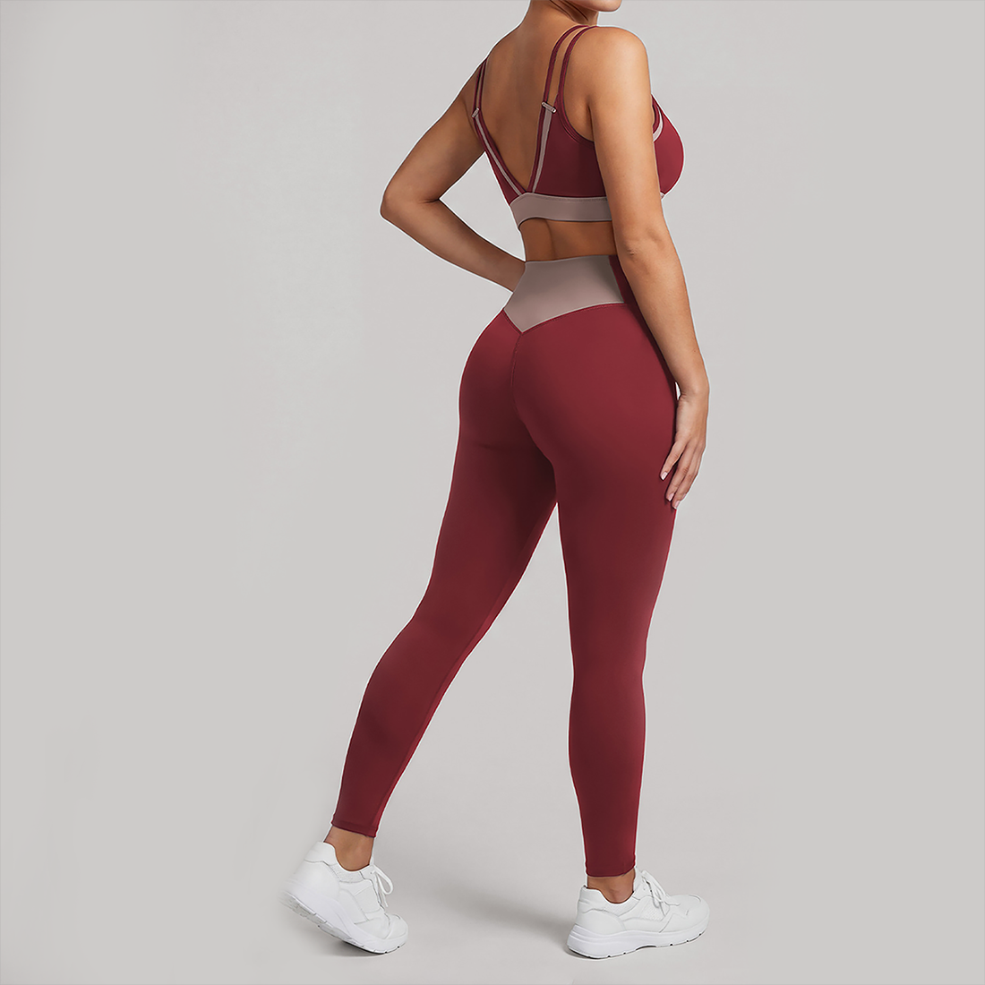 Wholesale Contrast Trim Yoga Set – Bra & Leggings Fitness Set
