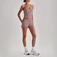 Wholesale Naked-Feel Racerback Sports Bra & High-Waist Biker Shorts Set – Sculpting Yoga 2-Piece