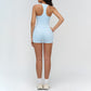 Racerback tank top + high-waisted shorts 2-piece set