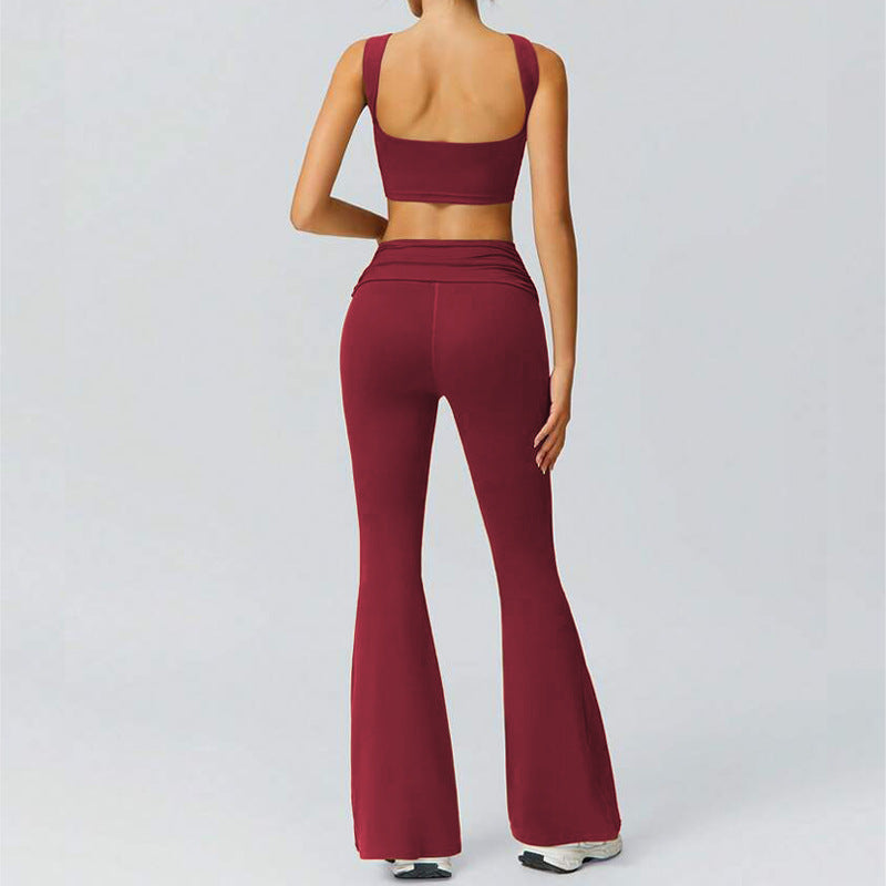 Wholesale Women's activewear Set with Square Neck Open Back tank top